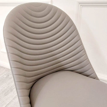 Alba Premium Leather Dining Chair - Compact Ribbed Design with Gold-Tipped Scandinavian Legs - UK Luxury Furniture